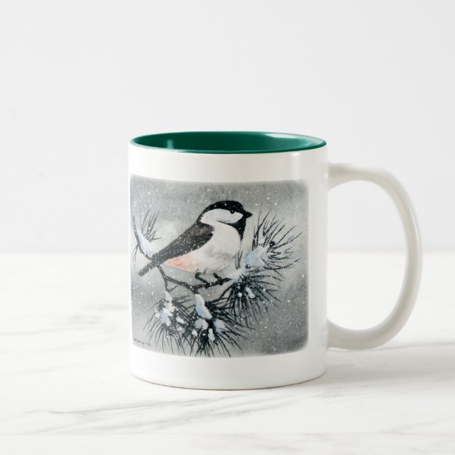 Tasse 2 Couleurs Oiseau de Chickadee couvert par noir les deux (Droit)