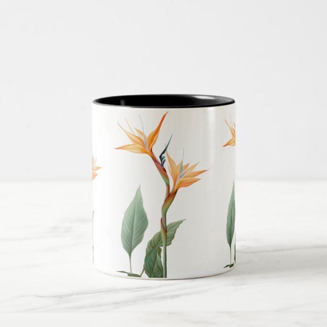 Tasse 2 Couleurs Oiseau du dessin du paradis (fleur) (Centre)