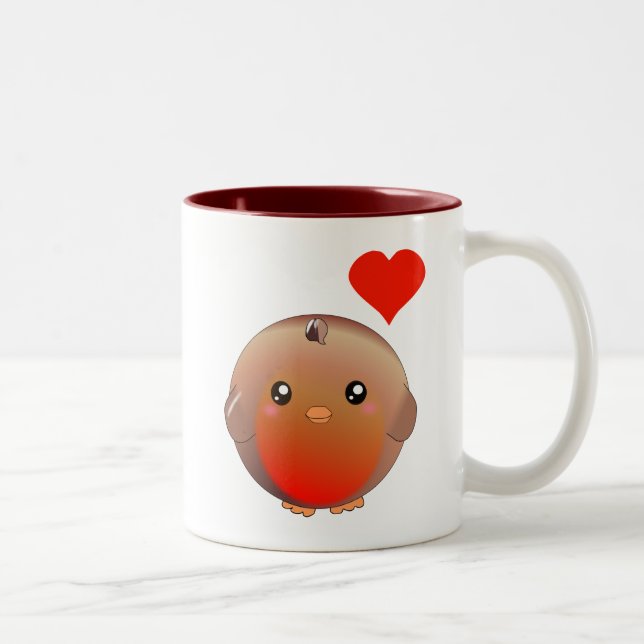 Tasse 2 Couleurs Oiseau mignon de Robin (Droit)