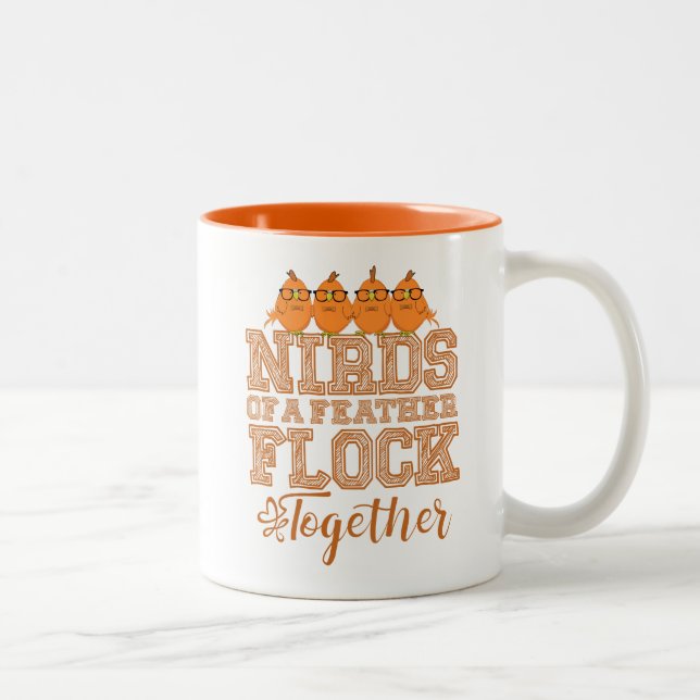Tasse 2 Couleurs Oiseau Nerd Drôle Les Nirds d'une même espèce vole (Droit)
