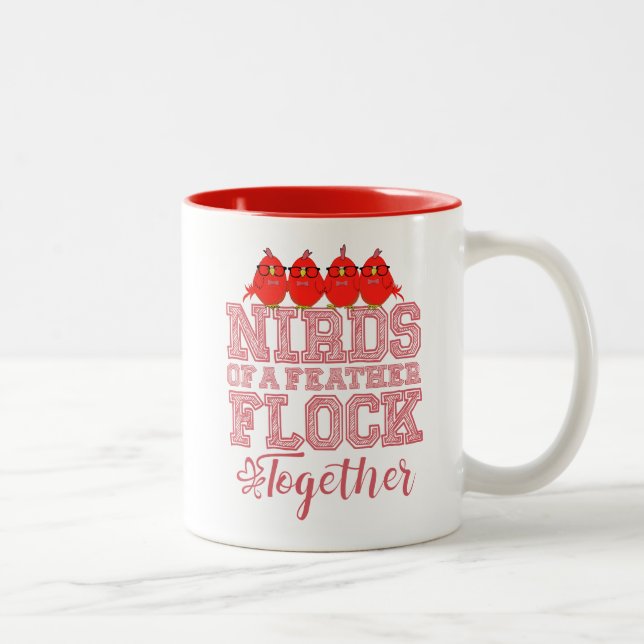 Tasse 2 Couleurs Oiseau Nerd Drôle Les Nirds d'une même espèce vole (Droit)