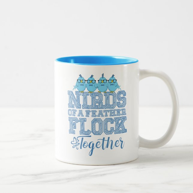 Tasse 2 Couleurs Oiseau Nerd Drôle Les Nirds d'une Plume Volent Ens (Droit)