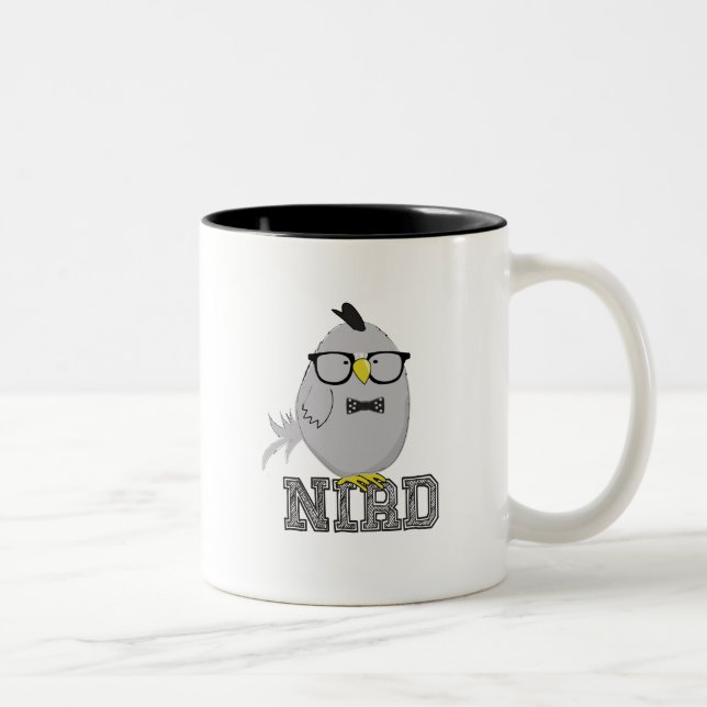 Tasse 2 Couleurs Oiseau Nerd Mignon avec des Lunettes  (Droit)