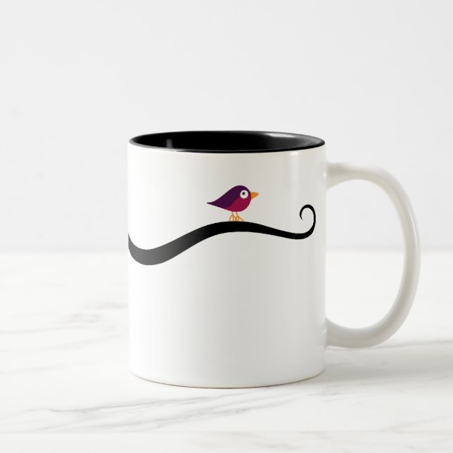 Tasse 2 Couleurs Oiseau roosting sur la fléole des prés (Droit)