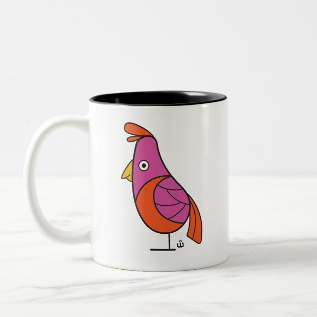 Tasse 2 Couleurs Oiseau rose et orange (Gauche)