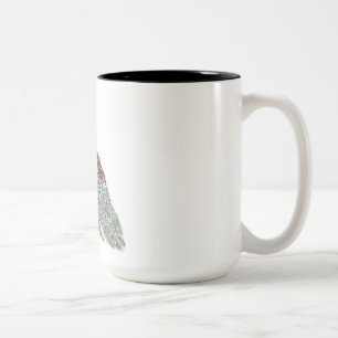 Tasse 2 Couleurs Oiseau rouge avec fleurs bleues