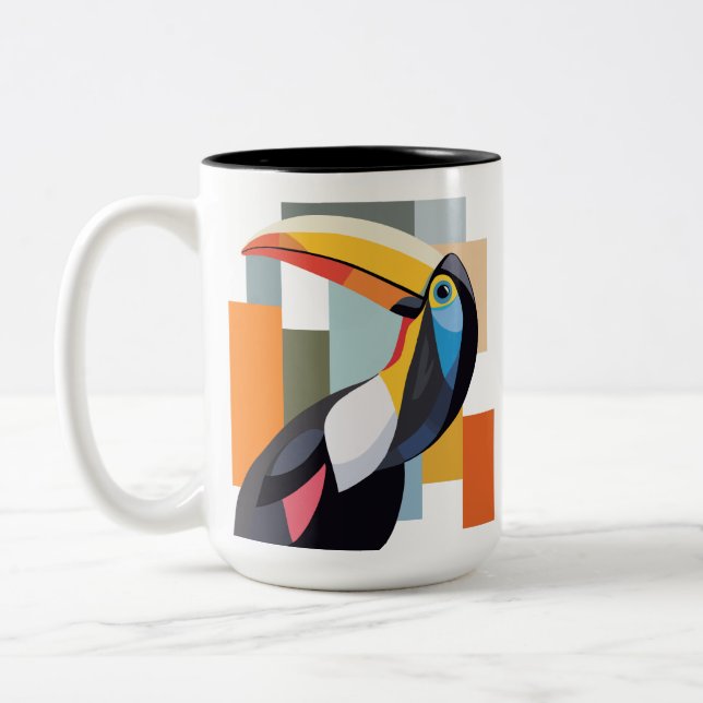Tasse 2 Couleurs Oiseau Toucan aux couleurs géométriques (Gauche)