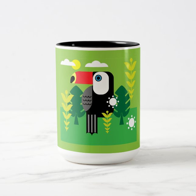 Tasse 2 Couleurs Oiseau tropical du Toucan (Centre)