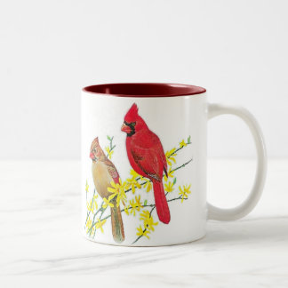 TASSE 2 COULEURS OISEAUX CARDINAUX