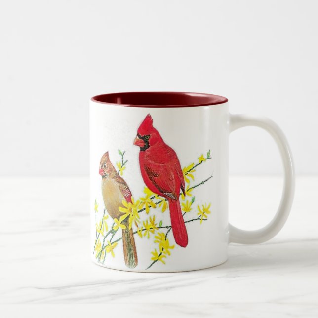 TASSE 2 COULEURS OISEAUX CARDINAUX (Droit)
