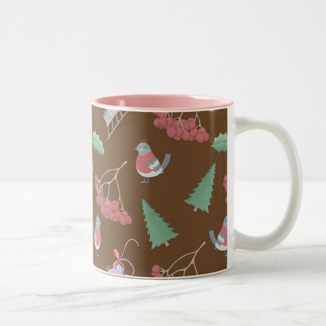 Tasse 2 Couleurs Oiseaux de Noël et traîneau (Droit)