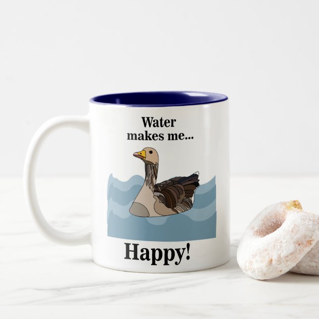 Tasse 2 Couleurs Oiseaux D'Oie Nager Dans L'Eau Oiseaux (Avec donut)
