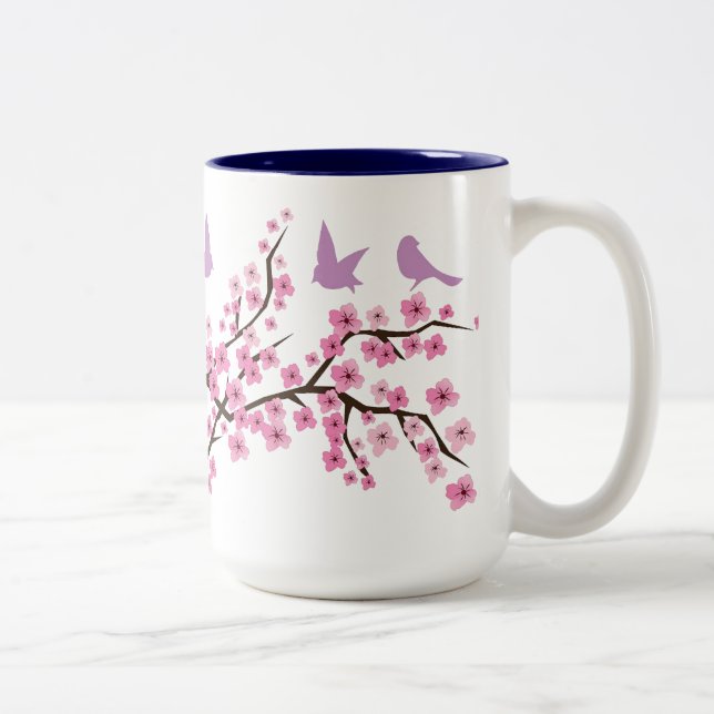 Tasse 2 Couleurs Oiseaux et fleurs de cerisier (Droit)