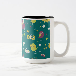 Tasse 2 Couleurs Oiseaux et papillons