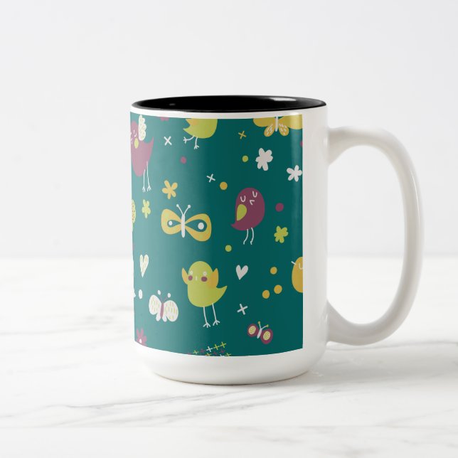 Tasse 2 Couleurs Oiseaux et papillons (Droit)