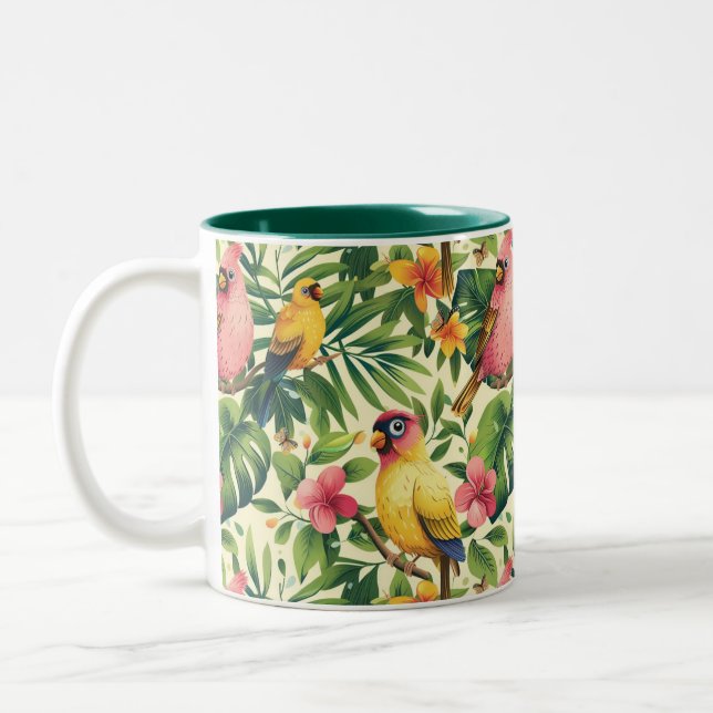 Tasse 2 Couleurs Oiseaux et Papillons Tropical   (Gauche)