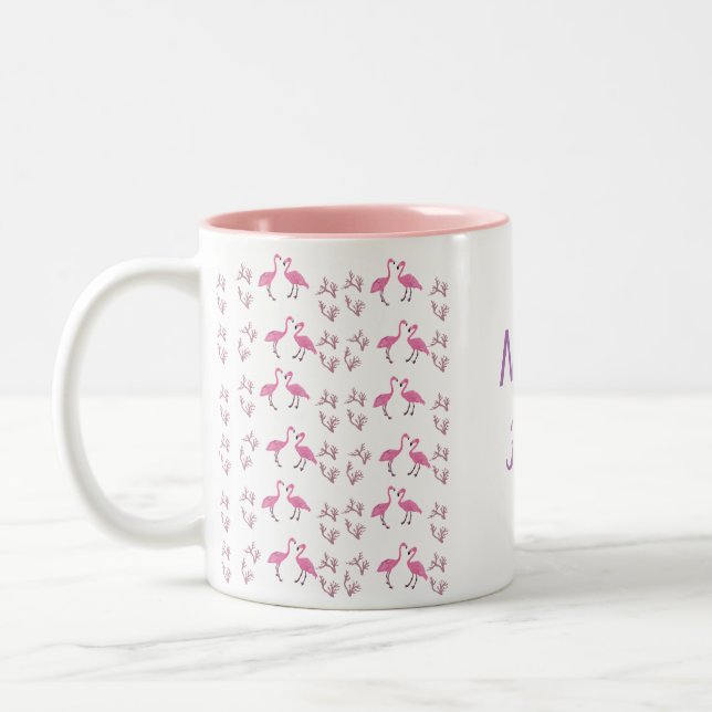 Tasse 2 Couleurs Oiseaux Flamants roses roses (Gauche)