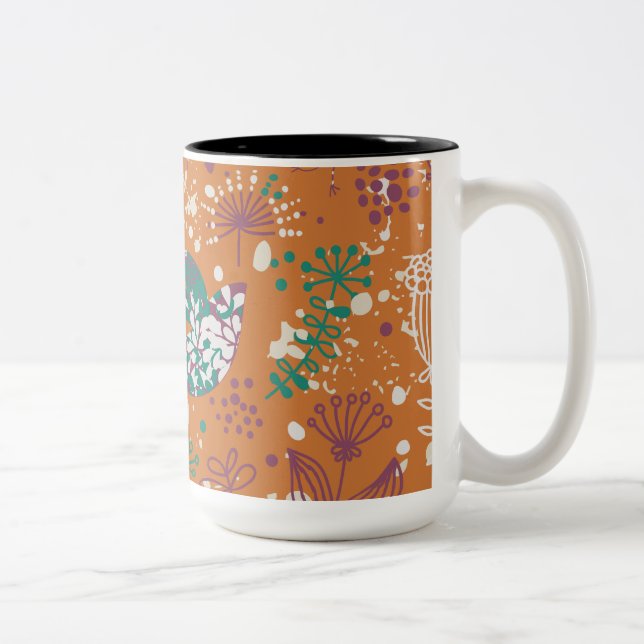 Tasse 2 Couleurs Oiseaux floraux lunaires (Droit)