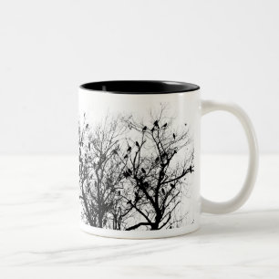 Tasse 2 Couleurs Oiseaux noirs dans les arbres