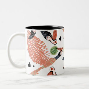 Tasse 2 Couleurs Oiseaux toucans Été Végétation tropicale Art