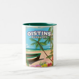 Tasse 2 Couleurs Oistins Barbados poster vintage sur la plage