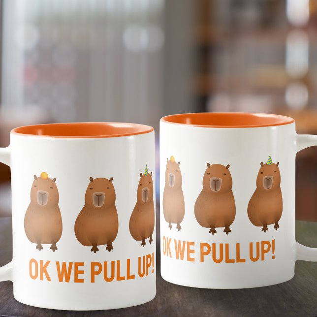 Tasse 2 Couleurs "Ok, On Se Lève !" Funny Capybara Meme (Capybara "Ok we pull up!")