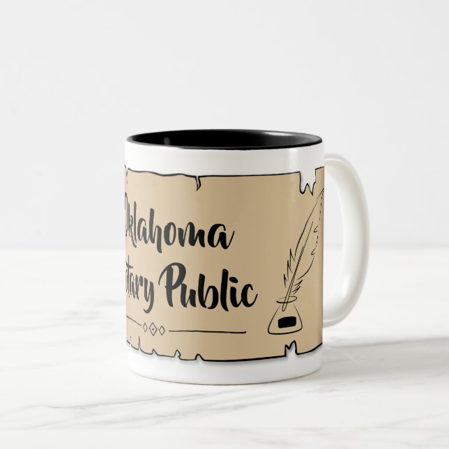 Tasse 2 Couleurs Oklahoma Notaire Public Soll Feather Quill (Devant droit)