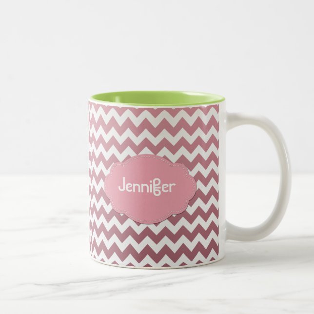 Tasse 2 Couleurs Ombre Chevron - ajoutez un nom - sélectionnez une (Droit)