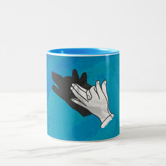 Tasse 2 Couleurs Ombre de loup sur bleu (Centre)