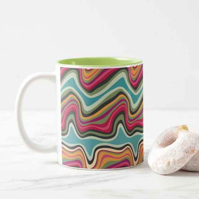 Tasse 2 Couleurs ondes rétro MANA (Avec donut)