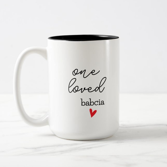 Tasse 2 Couleurs One Loved Babcia | Customisable Grandma Gift (Gauche)