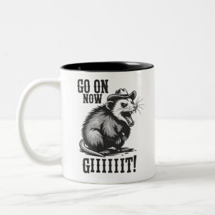 Tasse 2 Couleurs Opossum Cowboy Vintage Allez Maintenant Git Wester