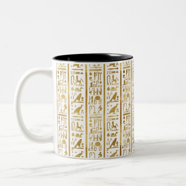 Tasse 2 Couleurs Or & Blanc Égypte Égyptien Glam Moderne Chic (Gauche)