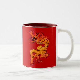 Tasse 2 Couleurs Or et dragon orange pendant la nouvelle année