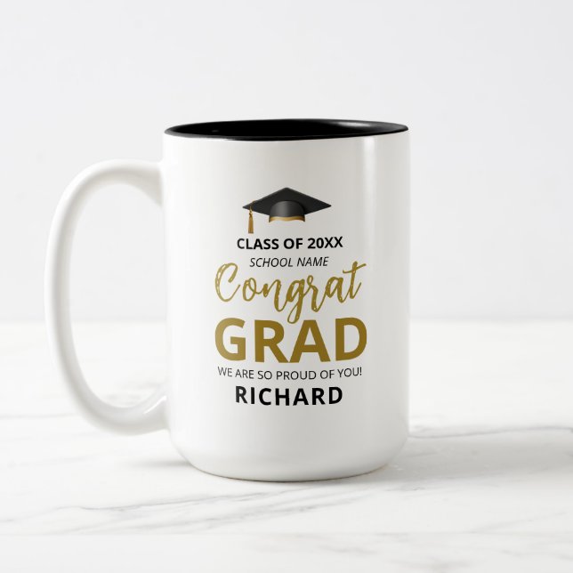 Tasse 2 Couleurs Or et noir | Graduation moderne cadeau personnalis (Gauche)