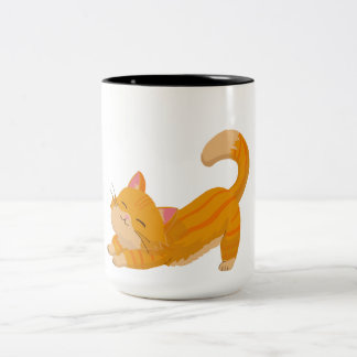 Tasse 2 Couleurs Orange Cat stretching