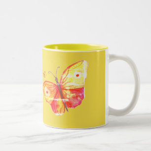 Tasse 2 Couleurs Orange d'aquarelle de papillons