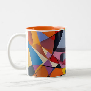 Tasse 2 Couleurs Orange Jaune Multi Moderne Géométrique Abstrait