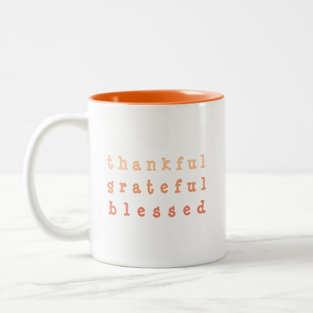 Tasse 2 Couleurs Orange Ombre Merci Grateful Blessé (Gauche)