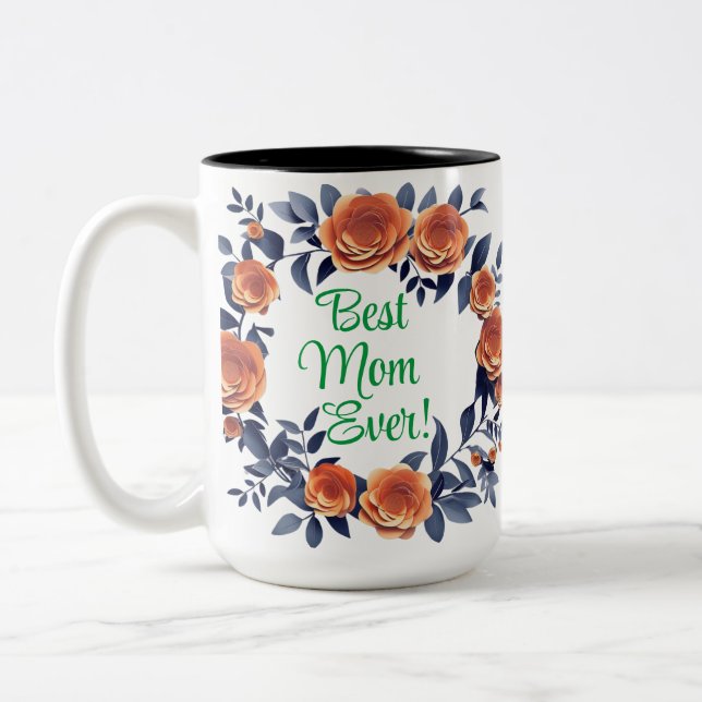 Tasse 2 Couleurs Orange Rose Meilleure maman Jour des mères (Gauche)