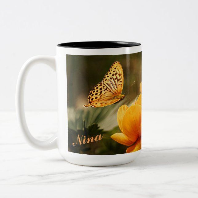 Tasse 2 Couleurs OrangeButterfly, fleurs oranges (Gauche)