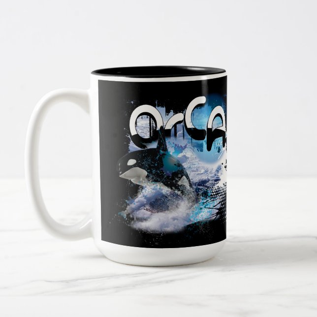 Tasse 2 Couleurs Orca Tiller Whale Jumping Antarctique (Gauche)