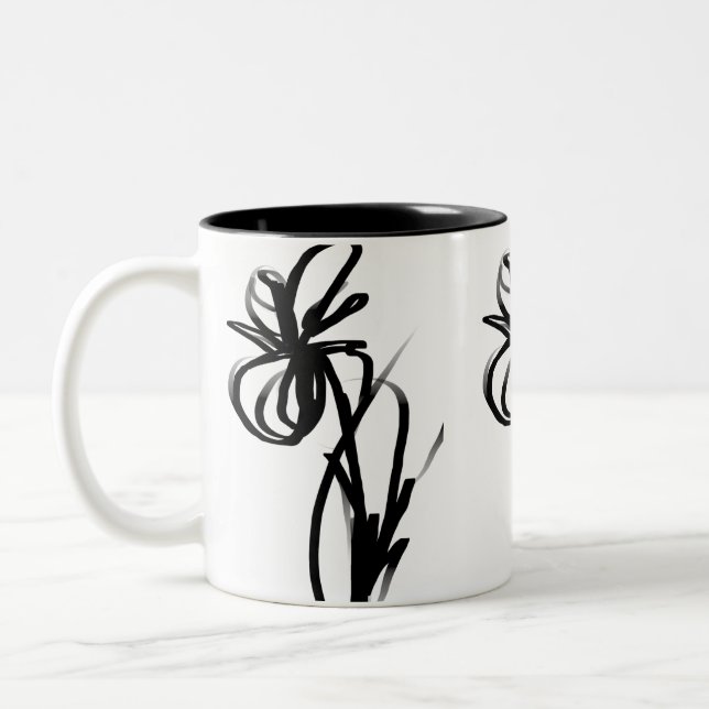Tasse 2 Couleurs Orchidée Blanc : Abstrait blanc et noir (Gauche)