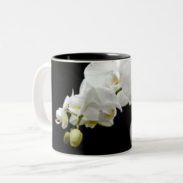 Tasse 2 Couleurs Orchidée blanche en fleurs (Devant gauche)