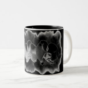 Tasse 2 Couleurs Orchidée blanche noire peinture trippée florale