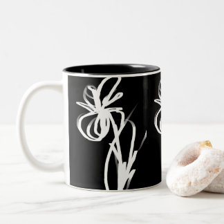Tasse 2 Couleurs Orchidée Noire : Abstrait Noir et Blanc