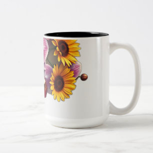 Tasse 2 Couleurs Orchidées Art nouveau avec tournesols