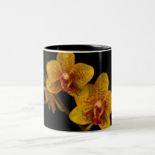 Tasse 2 Couleurs Orchidées jaunes sur noir