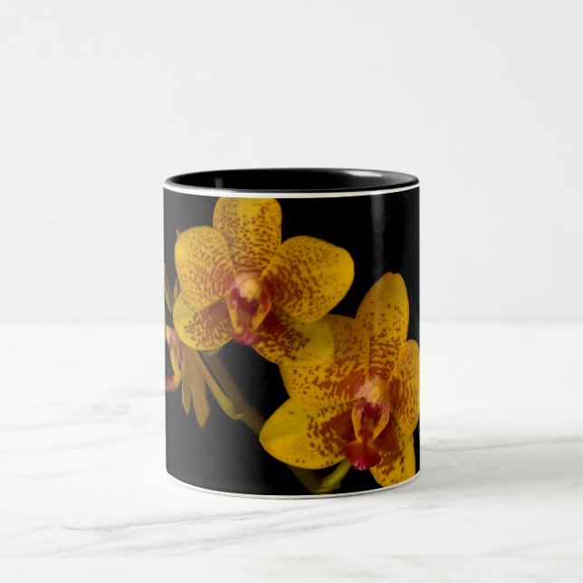 Tasse 2 Couleurs Orchidées jaunes sur noir (Centre)
