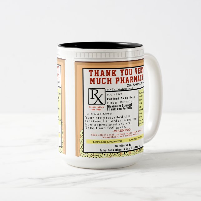 Tasse 2 Couleurs Ordonnance de remerciement (Devant droit)
